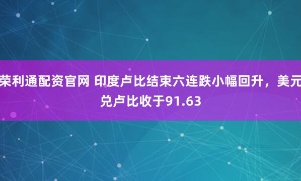 荣利通配资官网 印度卢比结束六连跌小幅回升，美元兑卢比收于91.63